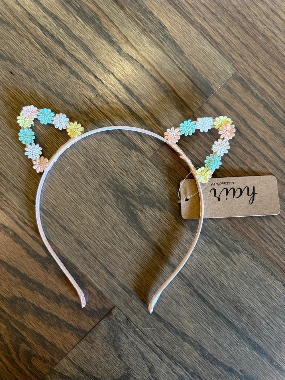 scunci Pastel Flower Cat Ear Headband - Pink, Blue, Yellow, Green
